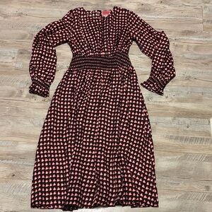 Kate Spade Pink and Black Heart Long Sleeve Dress